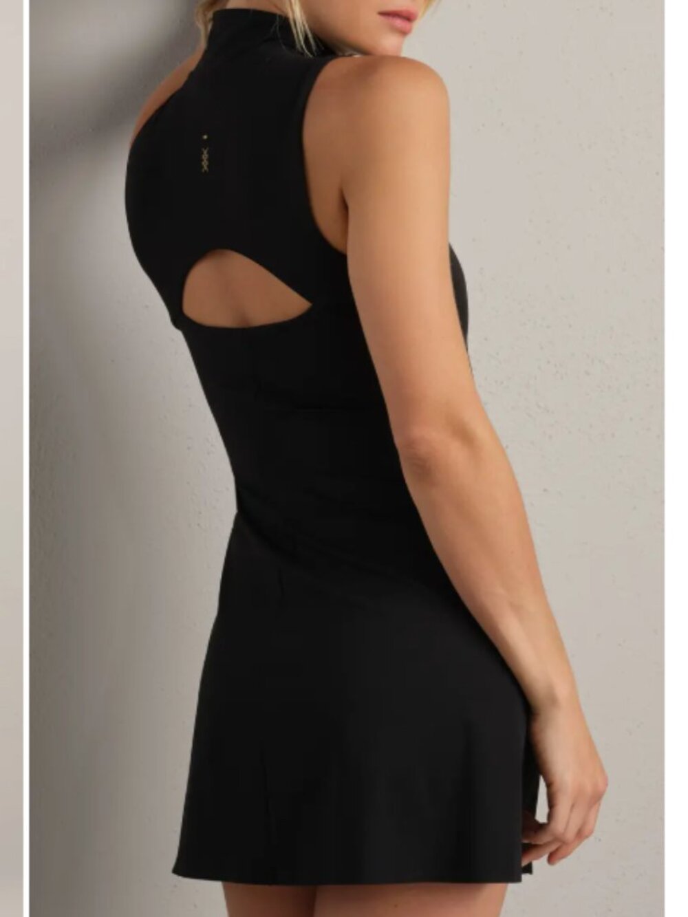 Rhone Revive Mock Neck Mini Dress Black Medium NWOT
